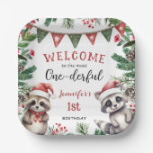 最も優れた |アライグマのクリスマス1回目の誕生日 ペーパープレート (正面)