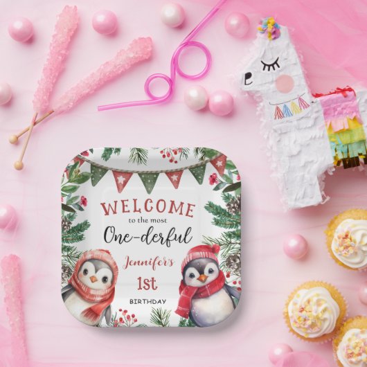 最も優れた |ペンギンのクリスマス1回目の誕生日 ペーパープレート (パーティー)