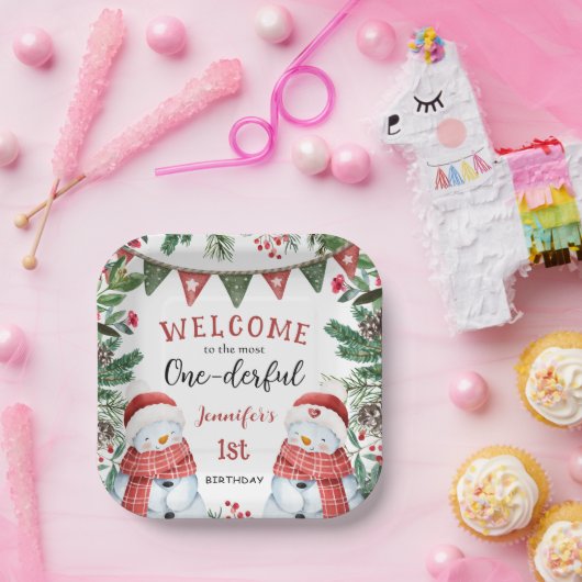 最も優れた |雪だるまクリスマス1回目の誕生日 ペーパープレート (パーティー)
