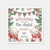 最も優れた | Bears Christmas 1st Birthday スタンダードカクテルナプキン (正面)