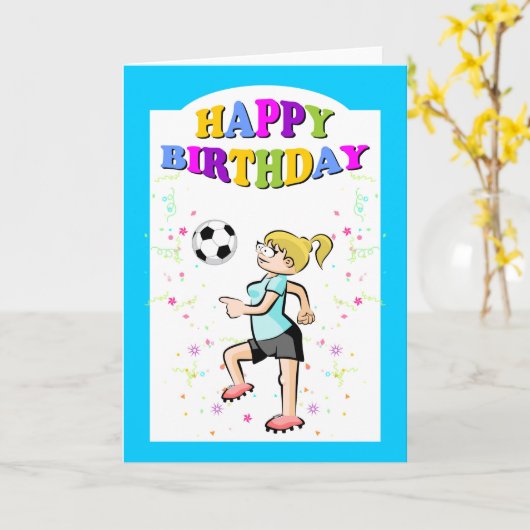 最も勇敢なサッカーの選手の女の子のためのハッピーバースデー カード (黄色い花)