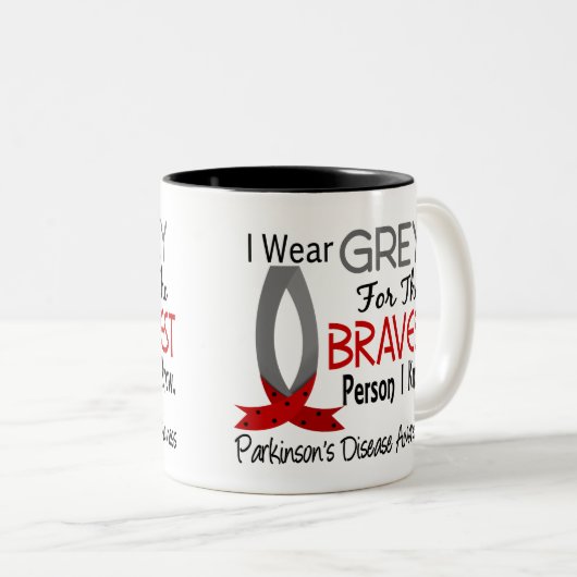 最も勇敢な人私はパーキンソン病を知っています ツートーンマグカップ (正面右)