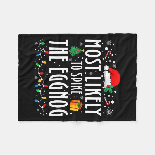 最も卵のクリスマスファミリーMをスパイクする可能性が高い フリースブランケット (正面(横))