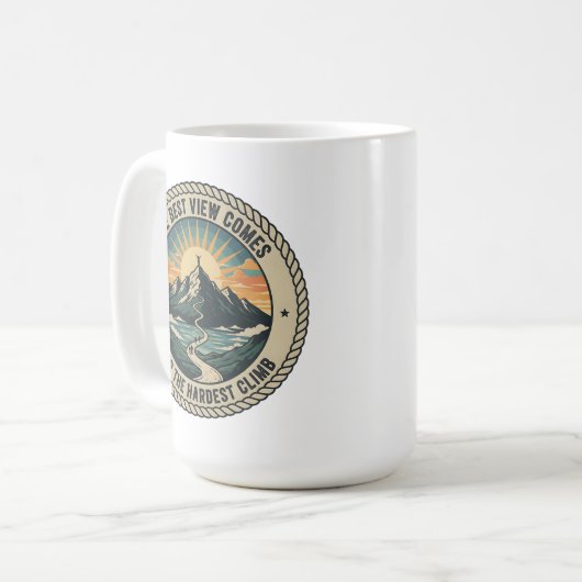 最も厳し来い登る後の景色 コーヒーマグカップ (正面左)
