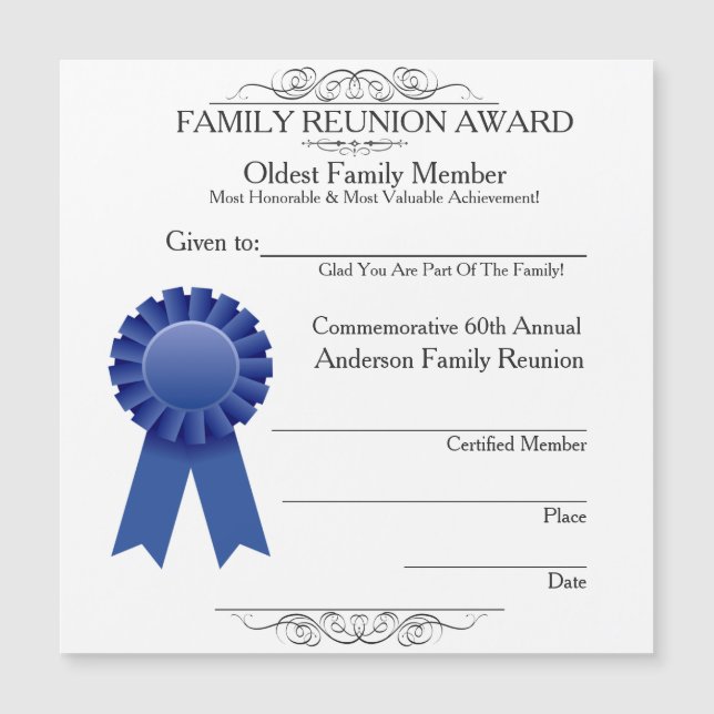 最も古い家族賞 エレガントな家族再会賞 (正面)