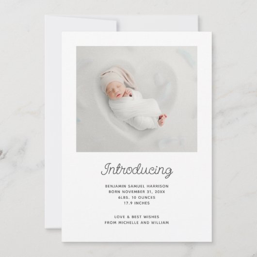 最も可愛い小さなスノーフレーク写真の誕生の発表 シーズンカード (裏面)