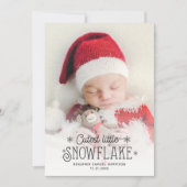 最も可愛い小さなスノーフレーク写真の誕生の発表 シーズンカード (正面)
