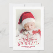 最も可愛い小さなスノーフレーク写真の誕生の発表 シーズンカード (正面)