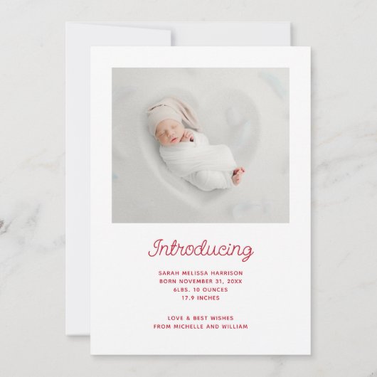 最も可愛い小さなスノーフレーク写真の誕生の発表 シーズンカード (裏面)