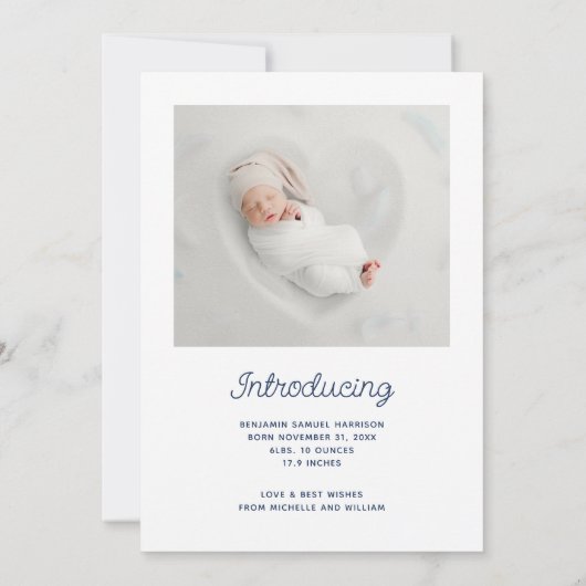 最も可愛い小さなスノーフレーク写真の誕生の発表 シーズンカード (裏面)