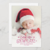 最も可愛い小さなスノーフレーク写真の誕生の発表 シーズンカード (正面/裏面)