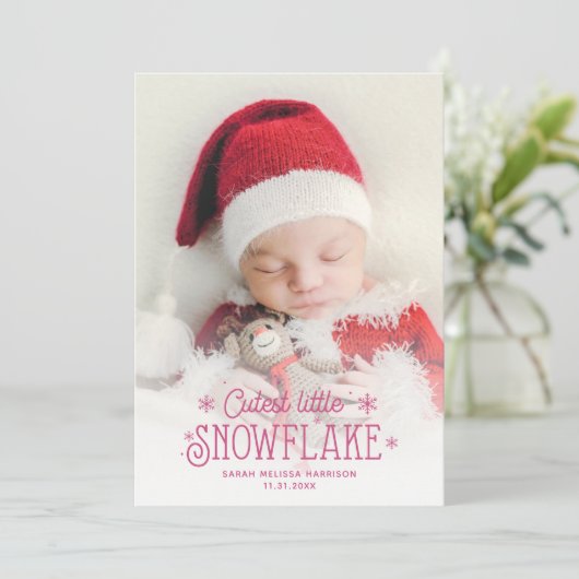 最も可愛い小さなスノーフレーク写真の誕生の発表 シーズンカード (スタンド正面)