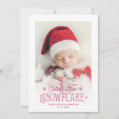 最も可愛い小さなスノーフレーク写真の誕生の発表 シーズンカード (正面)