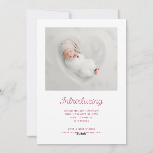 最も可愛い小さなスノーフレーク写真の誕生の発表 シーズンカード (裏面)