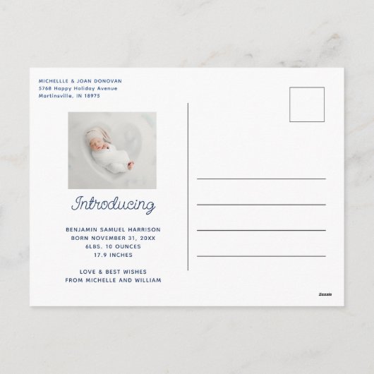 最も可愛い小さなスノーフレーク写真の誕生の発表 シーズンポストカード (裏面)