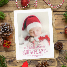 最も可愛い小さなスノーフレーク写真の誕生の発表 シーズンポストカード