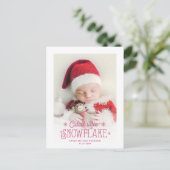 最も可愛い小さなスノーフレーク写真の誕生の発表 シーズンポストカード (スタンド正面)