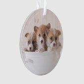 最も可愛い赤ん坊の動物 |かわいいコギの子犬のポット オーナメント (正面)