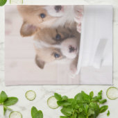 最も可愛い赤ん坊の動物 |かわいいコギの子犬のポット キッチンタオル (折り畳み)