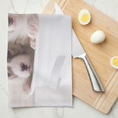 最も可愛い赤ん坊の動物 |かわいいコギの子犬のポット キッチンタオル (四つ折り)