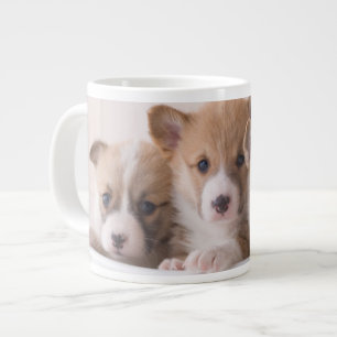 最も可愛い赤ん坊の動物 かわいいコギの子犬のポット ジャンボコーヒーマグカップ