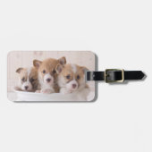 最も可愛い赤ん坊の動物 |かわいいコギの子犬のポット ラゲッジタグ (正面横)