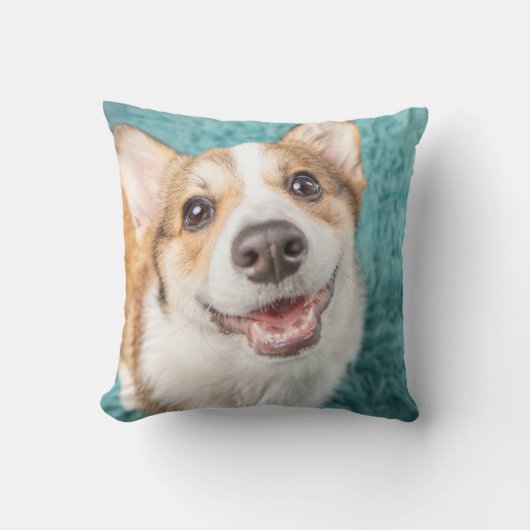 最も可愛い赤ん坊の動物 |かわいいコーギパピースマイル クッション (正面)