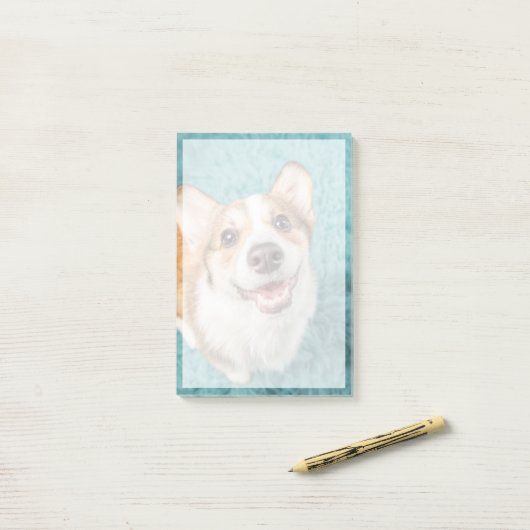 最も可愛い赤ん坊の動物 |かわいいコーギパピースマイル ポストイット (デスク上)