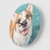 最も可愛い赤ん坊の動物 |かわいいコーギパピースマイル ラージ壁時計 (傾斜)