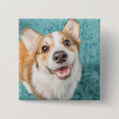 最も可愛い赤ん坊の動物 |かわいいコーギパピースマイル 缶バッジ (正面)