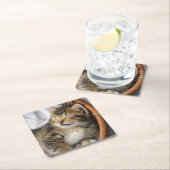 最も可愛い赤ん坊の動物 |かわいいタビー猫が眠る スクエアペーパーコースター (インサイチュ)