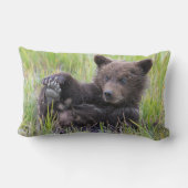 最も可愛い赤ん坊の動物 |かわいいブラウンベア遊カブ ランバークッション (裏面)