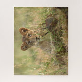 最も可愛い赤ん坊の動物 |かわいいベビーライオンの子 ジグソーパズル (縦)