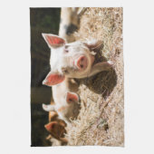 最も可愛い赤ん坊の動物 |かわいいベビー豚 キッチンタオル (縦)