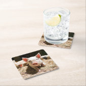 最も可愛い赤ん坊の動物 |かわいいベビー豚 スクエアペーパーコースター (インサイチュ)