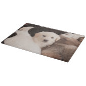 最も可愛い赤ん坊の動物 |かわいい子犬の山 カッティングボード (角)