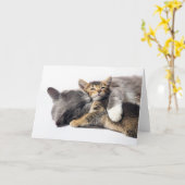 最も可愛い赤ん坊の動物 |かわいい子猫ハグ カード (黄色い花)