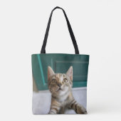 最も可愛い赤ん坊の動物 |かわいい虎猫の子猫 トートバッグ (裏面)