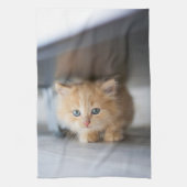 最も可愛い赤ん坊の動物 |ふわふわのオレンジ色の子猫 キッチンタオル (縦)