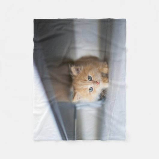 最も可愛い赤ん坊の動物 |ふわふわのオレンジ色の子猫 フリースブランケット (正面)