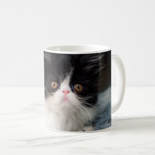 最も可愛い赤ん坊の動物 |ふわふわB&Wキッテン コーヒーマグカップ (正面右)