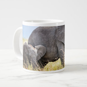 最も可愛い赤ん坊の動物 アフリカゾウ&マザー ジャンボコーヒーマグカップ