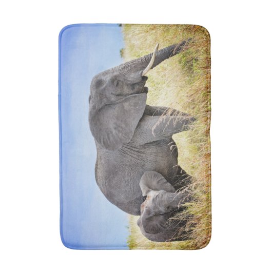 最も可愛い赤ん坊の動物 |アフリカゾウ&マザー バスマット (正面縦)