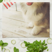 最も可愛い赤ん坊の動物 |アメリカ国旗のコルギ キッチンタオル (折り畳み)