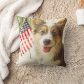 最も可愛い赤ん坊の動物 |アメリカ国旗のコルギ クッション (ブランケット)