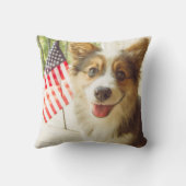 最も可愛い赤ん坊の動物 |アメリカ国旗のコルギ クッション (裏面)