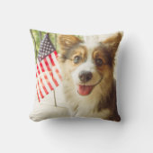 最も可愛い赤ん坊の動物 |アメリカ国旗のコルギ クッション (正面)