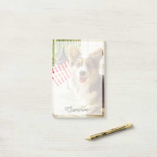 最も可愛い赤ん坊の動物 |アメリカ国旗のコルギ ポストイット (デスク上)