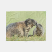 最も可愛い赤ん坊の動物 |アルパインマーモットファミリー フリースブランケット (正面(横))