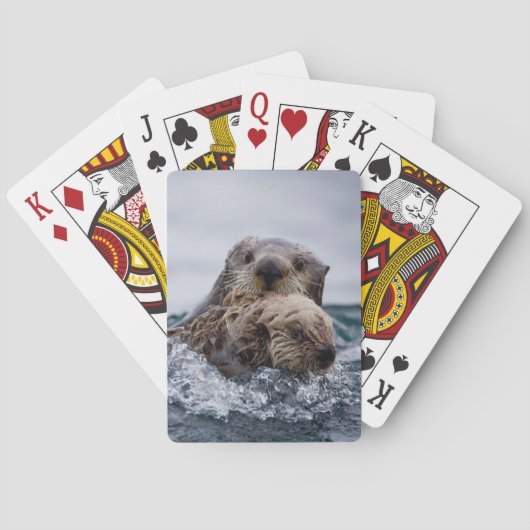 最も可愛い赤ん坊の動物 |オッターベビーとマザー トランプ (裏面)